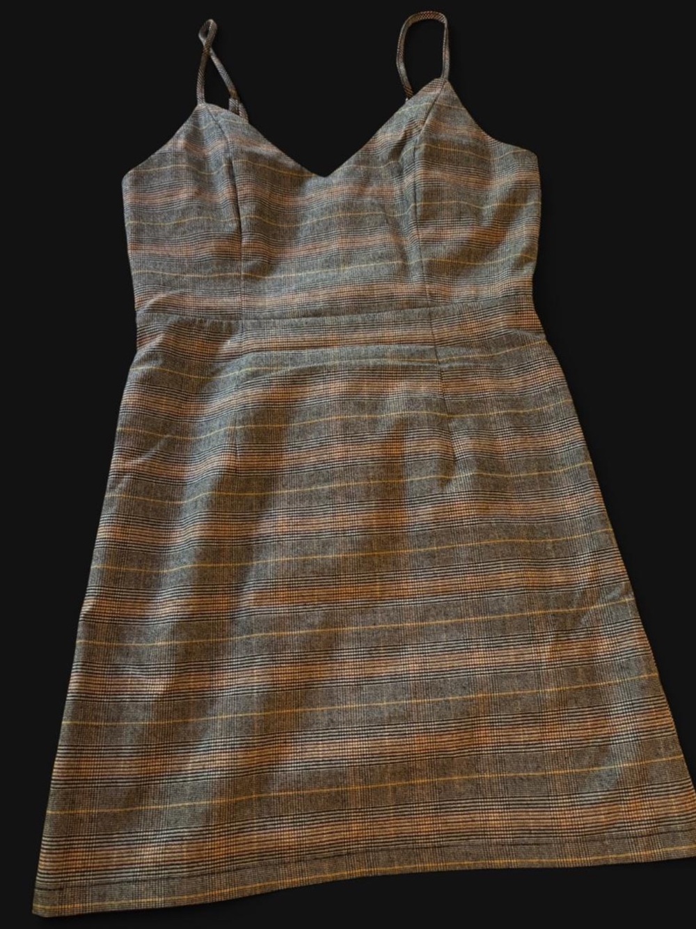 Striped Spaghetti-Strap Dress in Brown and Gray